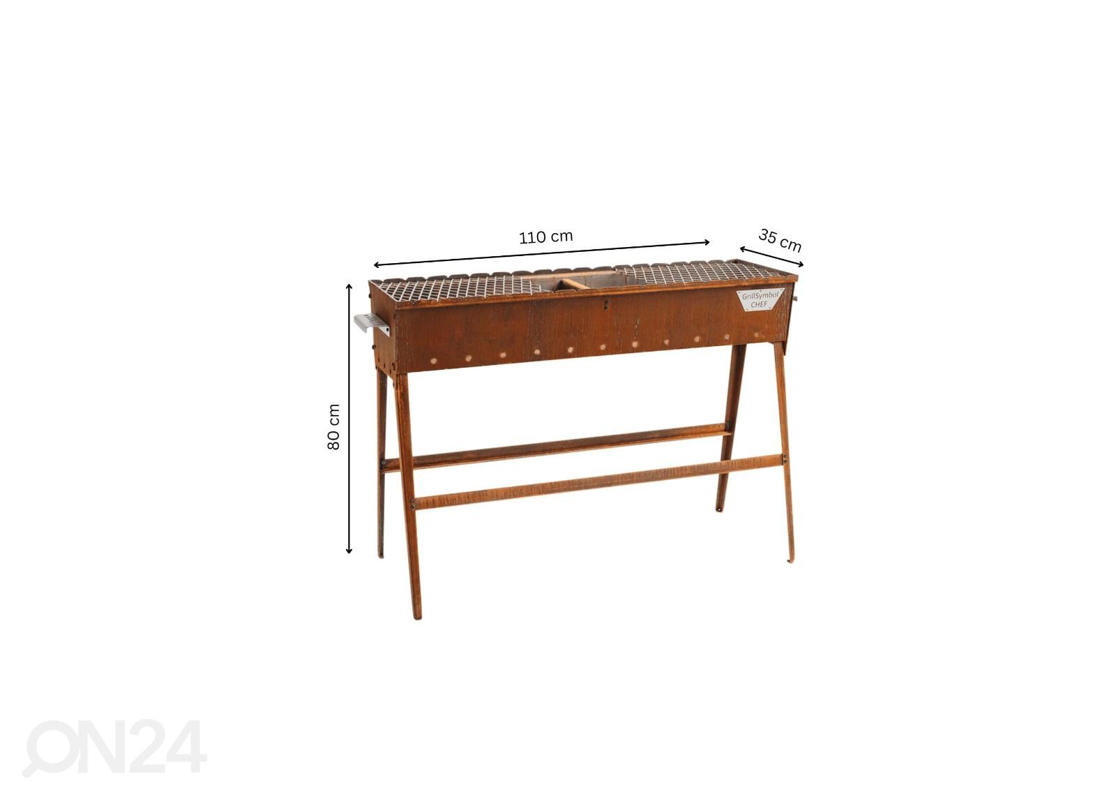 GrillSymbol hiiligrilli Naked Chef XL kuvasuurennos mitat