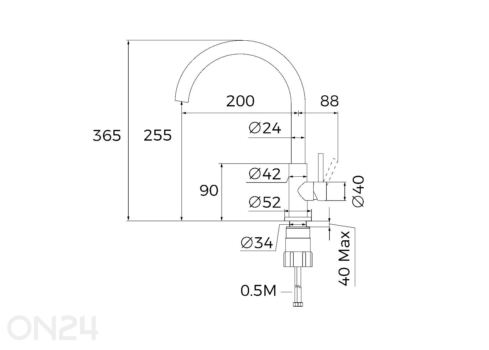 Hana Teka UNI 9310, mattamusta kuvasuurennos mitat