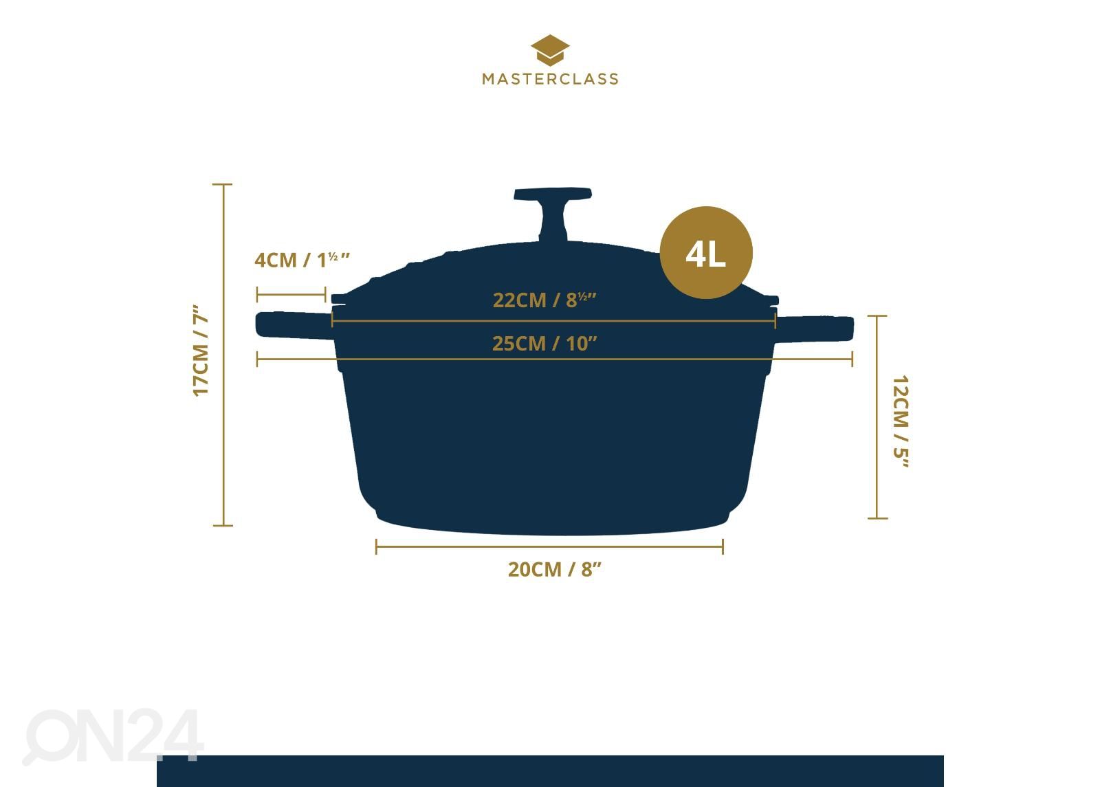 Haudutuskattila MasterClass 4 L kuvasuurennos mitat