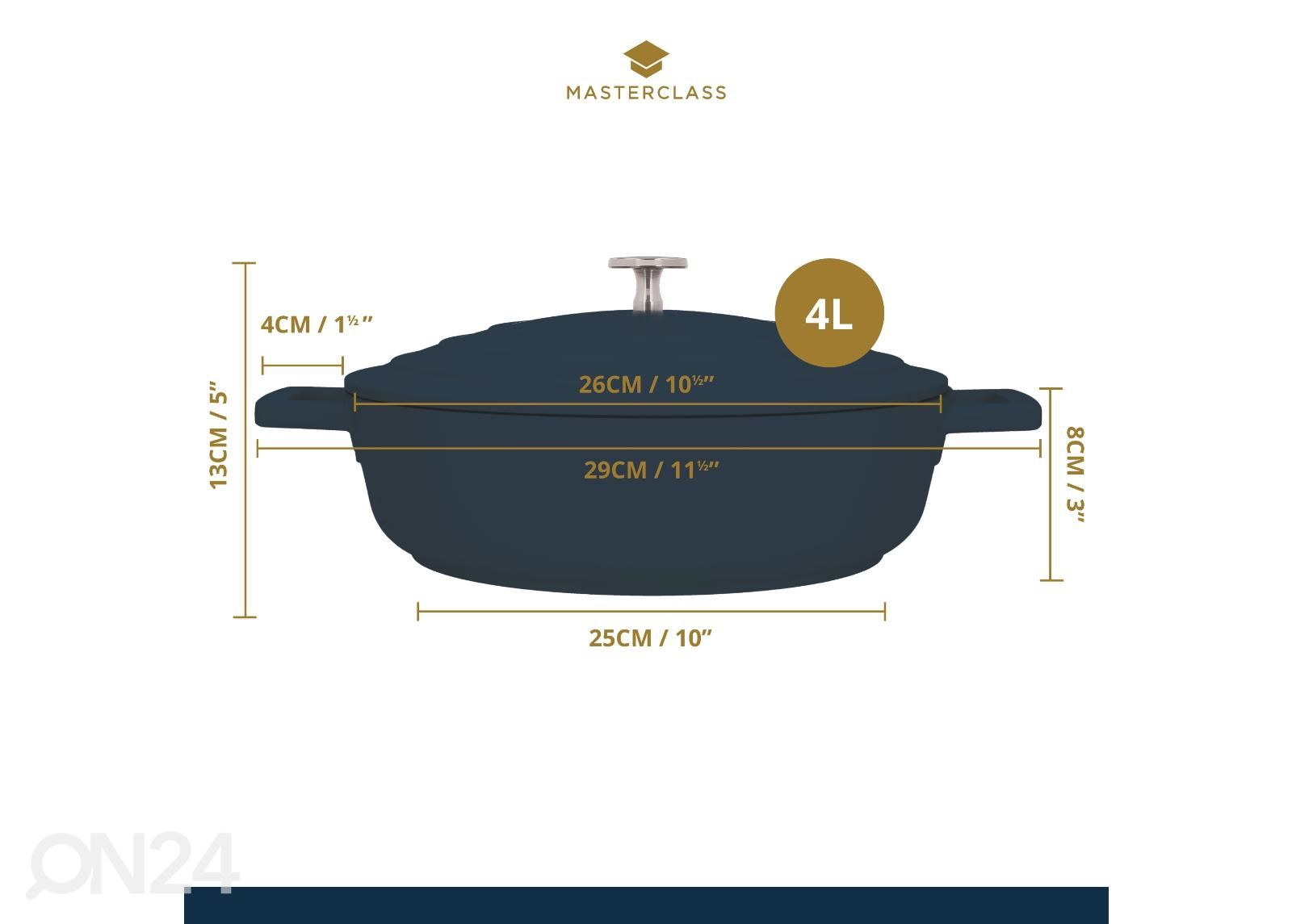 Haudutuskattila MasterClass 4 L kuvasuurennos mitat