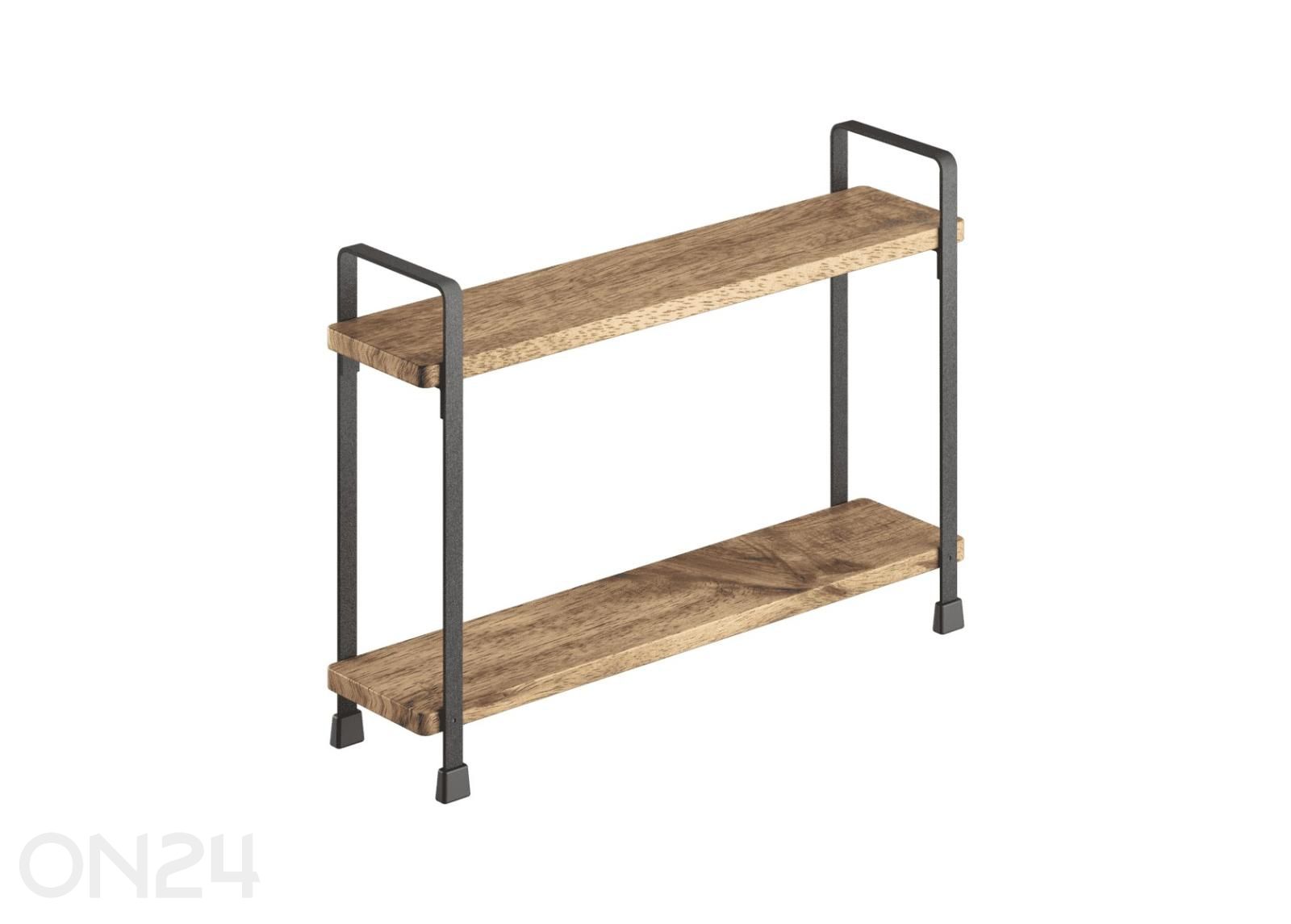 Hylly 2 kpl York 34x8x23 cm, musta + akaasiapuu kuvasuurennos