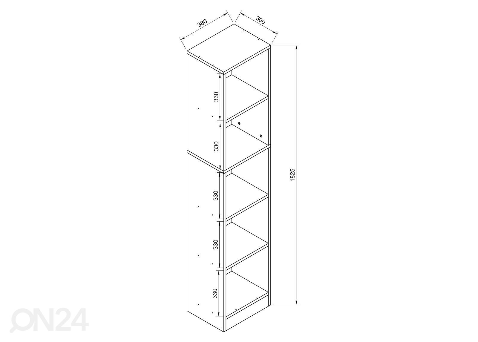 Hylly Dilos L 38 cm kuvasuurennos mitat