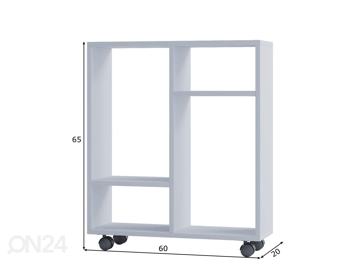 Hylly pyörillä Dremala 60 cm kuvasuurennos mitat