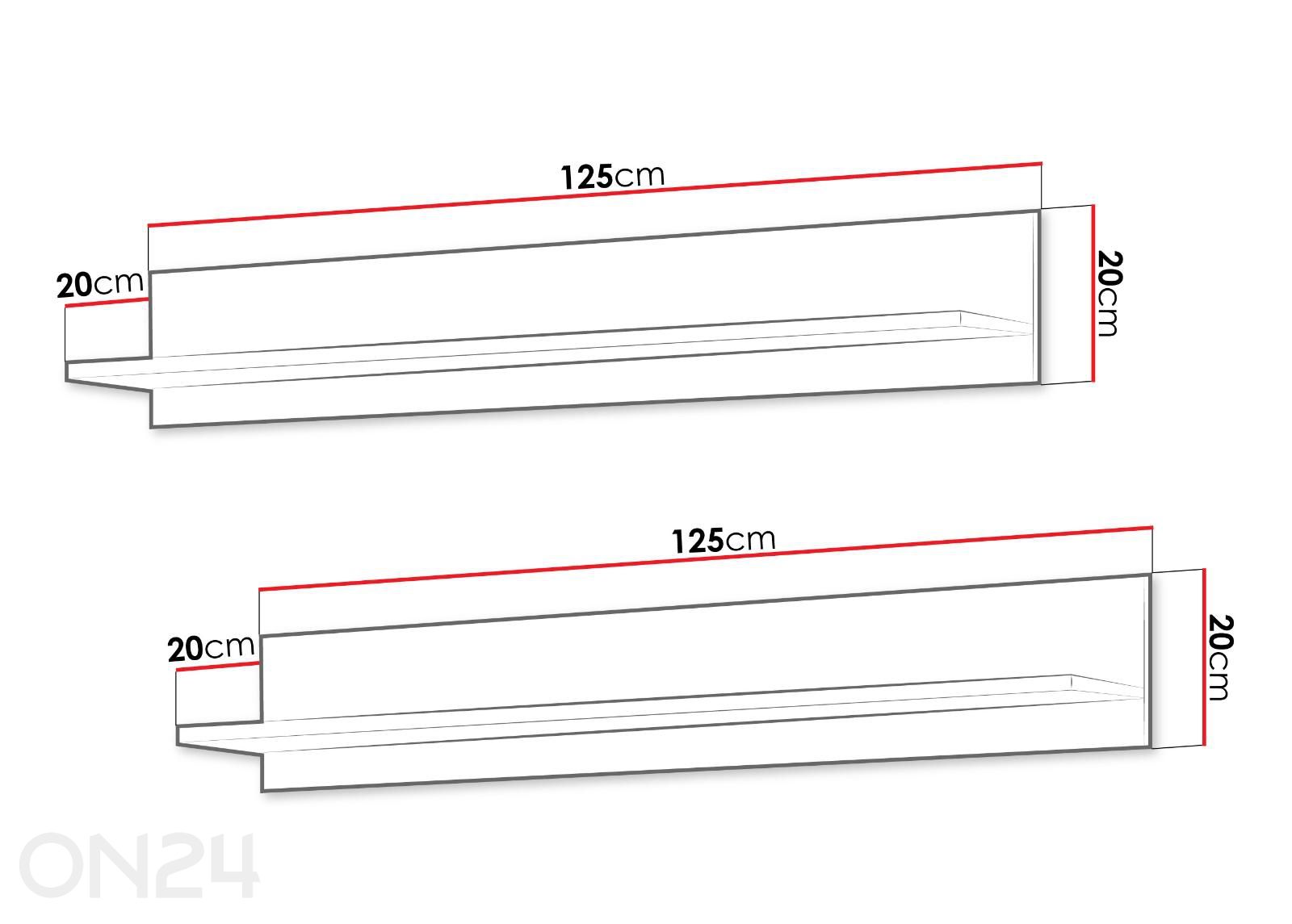 Hylly Soho, 2 kpl kuvasuurennos mitat