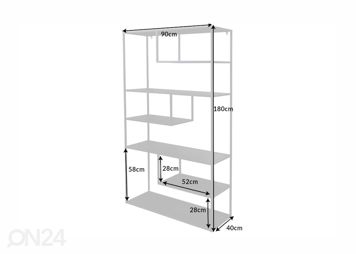 Hyllykkö Dura 90 cm kuvasuurennos mitat