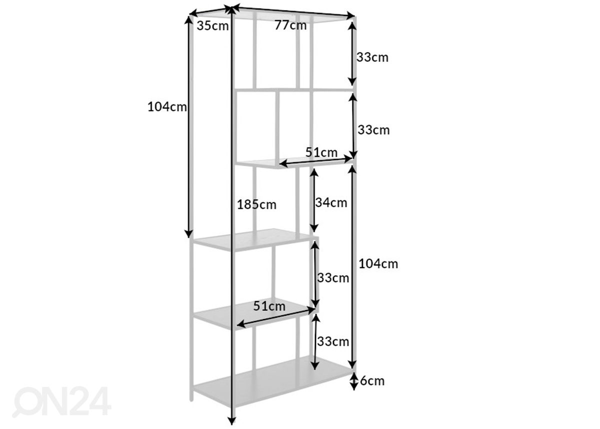 Hyllykkö Slim Line 77 cm kuvasuurennos mitat