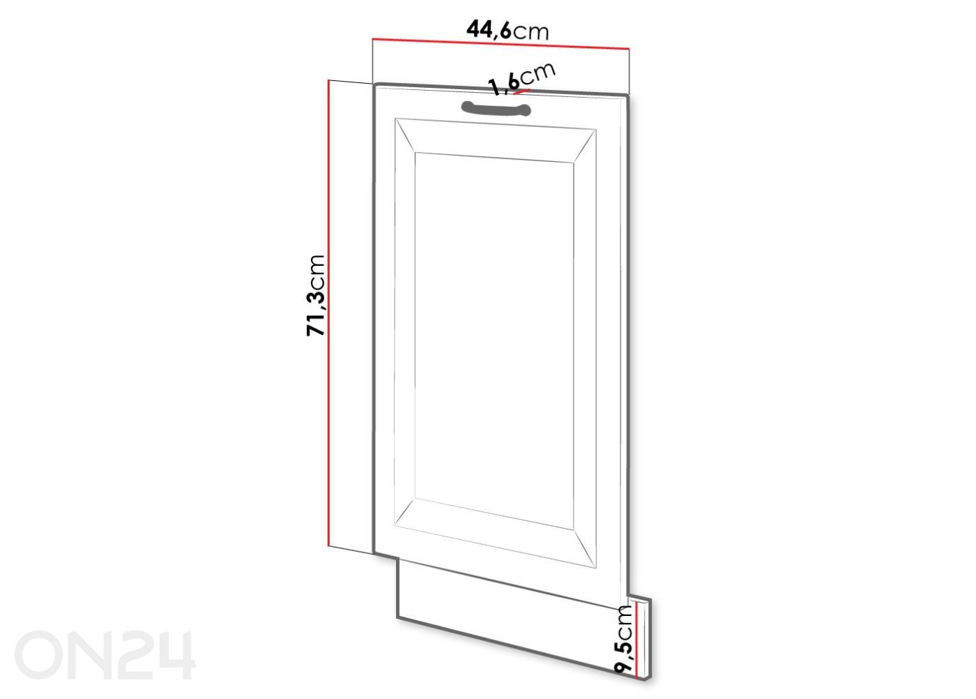 Integroitavan astiapesukoneen ovi Retro 44,6 cm kuvasuurennos mitat