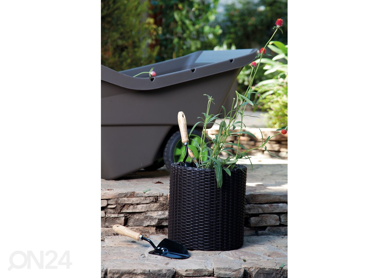 Istutusruukku KETER CYLINDER PLANTER SMALL, anthracite Ø28 x h28 cm kuvasuurennos