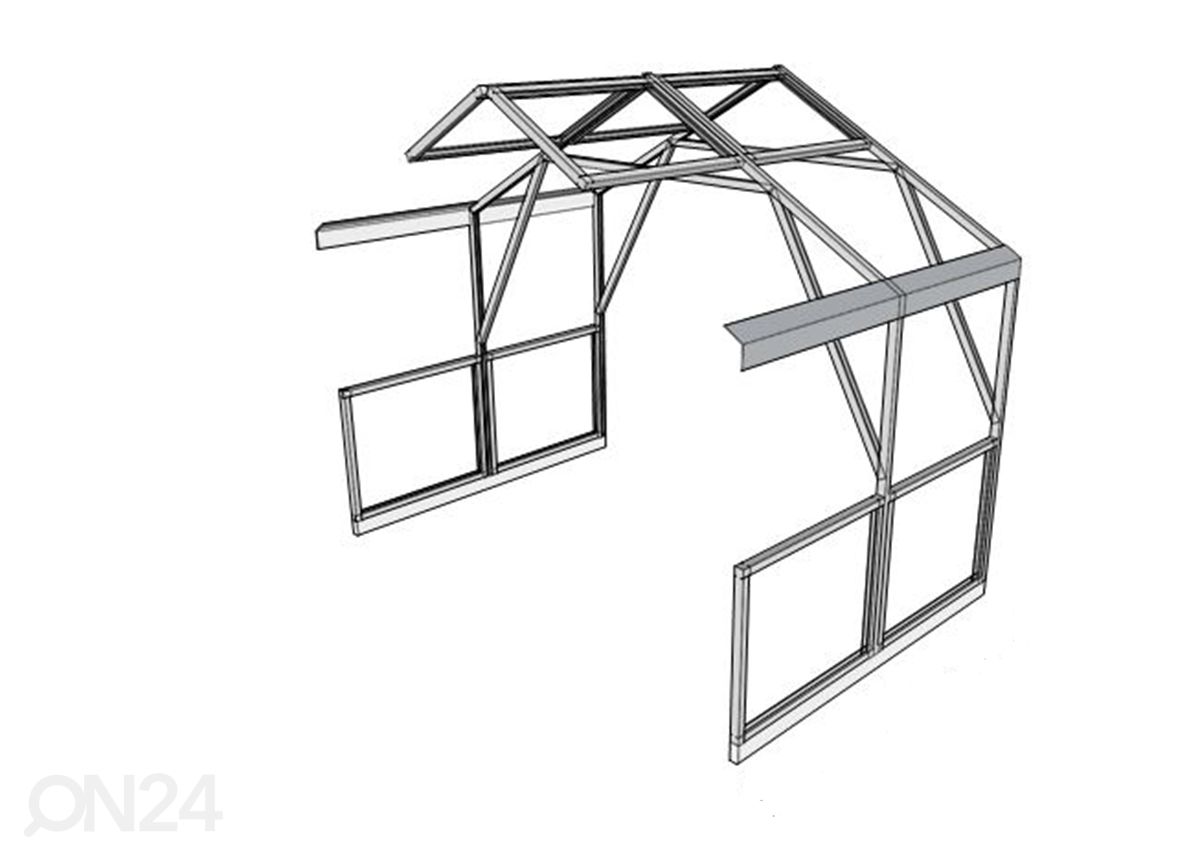Jatke 2 m harjakattoiseen kasvihuoneeseen Klassik, 4 mm, 3x4 m kuvasuurennos