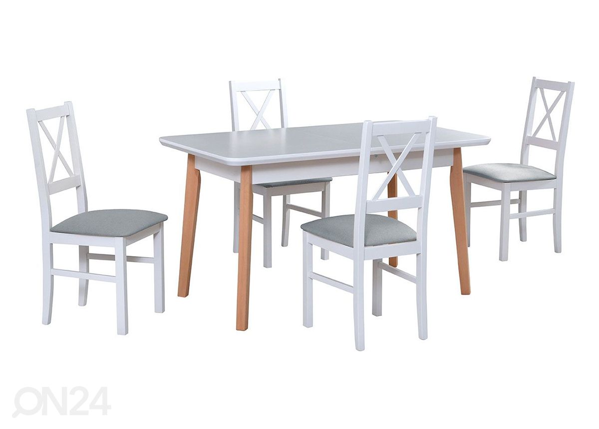 Jatkettava ruokapöytä 140-180x80 cm + 4 tuolia kuvasuurennos