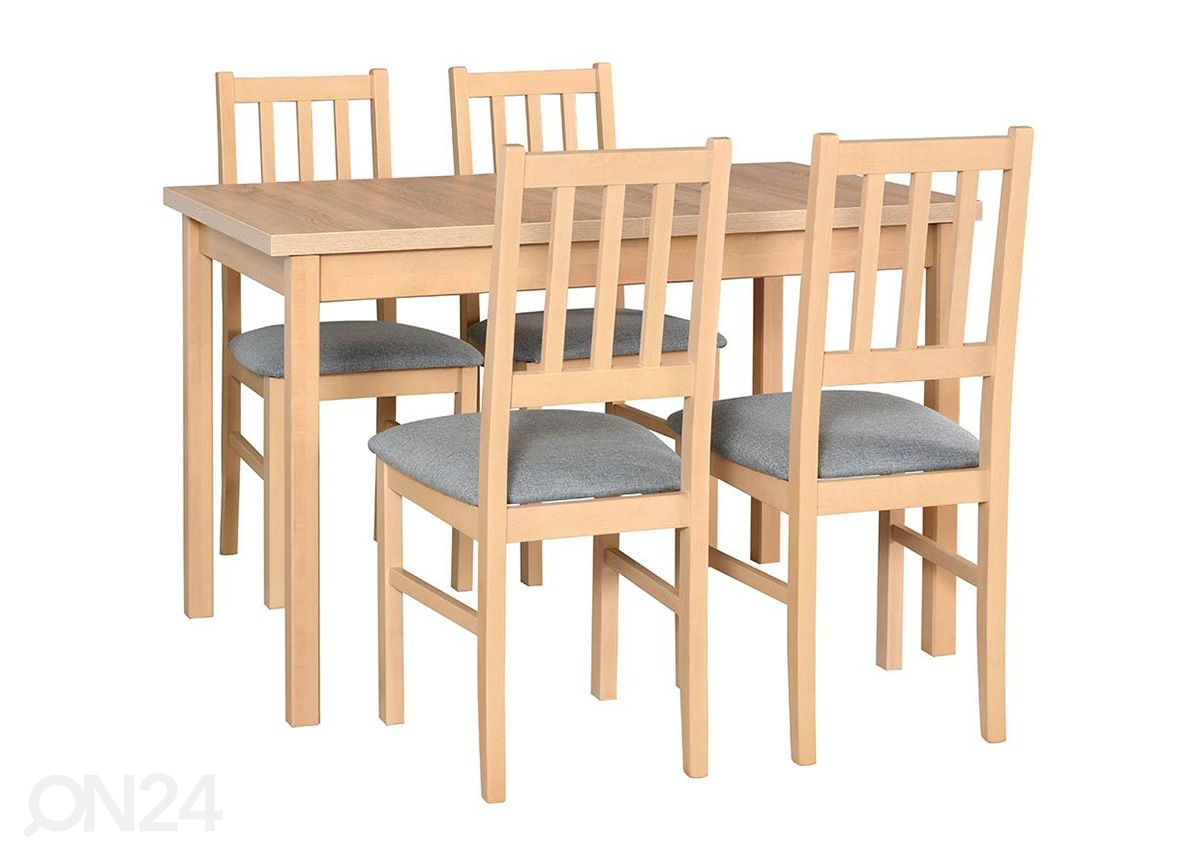 Jatkettava ruokapöytä 70x120-160 cm + 4 tuolia kuvasuurennos