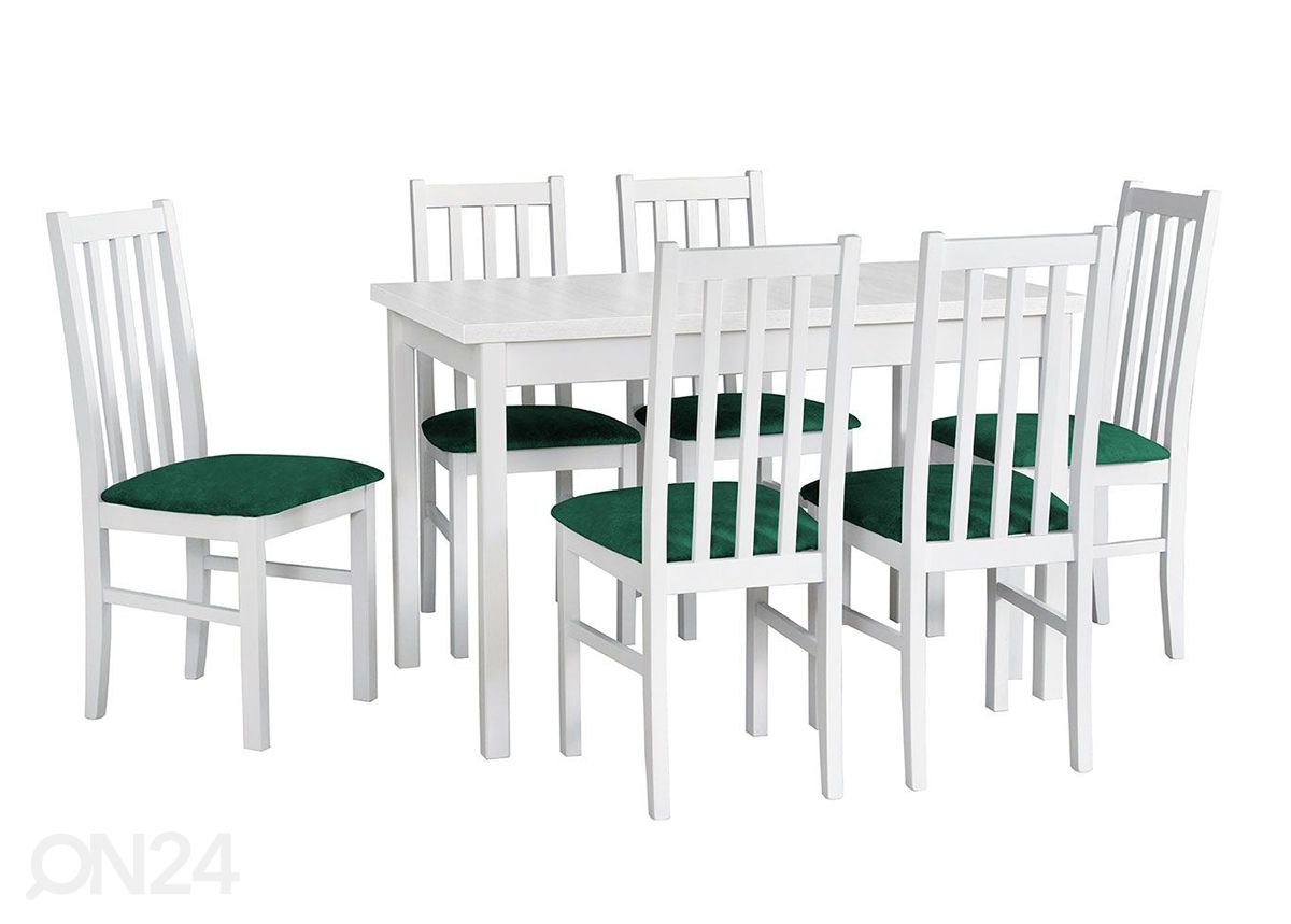 Jatkettava ruokapöytä 70x120-160 cm + 6 tuolia kuvasuurennos