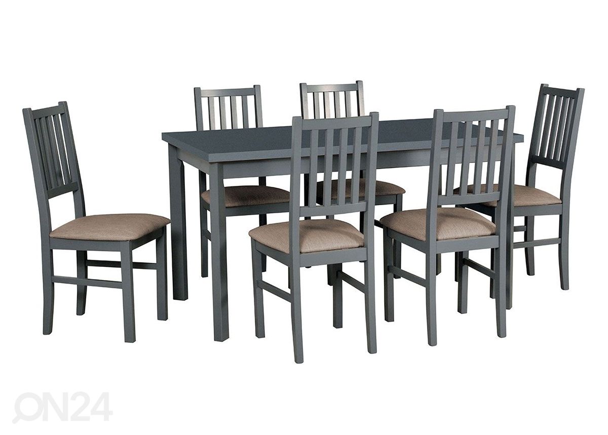 Jatkettava ruokapöytä 80x120-150 cm + 6 tuolia kuvasuurennos