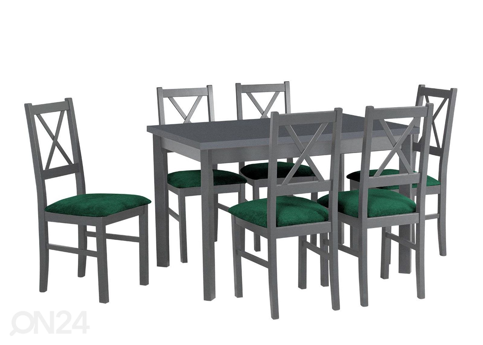 Jatkettava ruokapöytä 80x120-150 cm + 6 tuolia kuvasuurennos