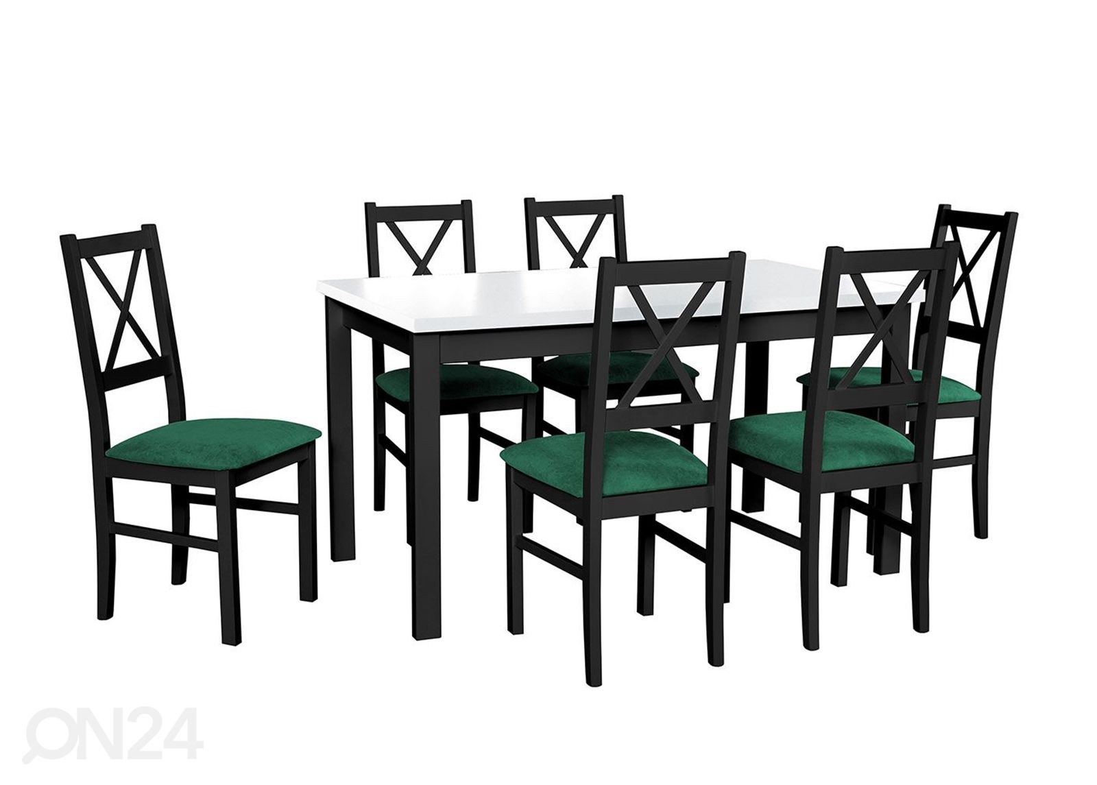 Jatkettava ruokapöytä 80x120-150 cm + 6 tuolia kuvasuurennos