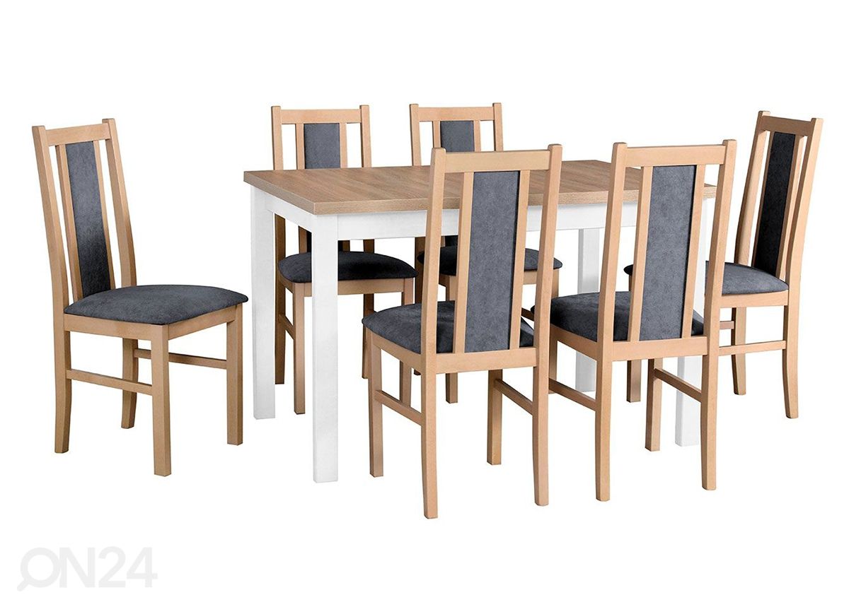 Jatkettava ruokapöytä 80x120-150 cm + 6 tuolia kuvasuurennos