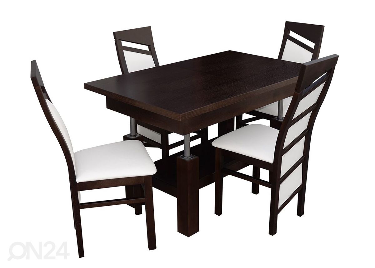 Jatkettava ruokapöytä 80x130-170 cm + 4 tuolia kuvasuurennos