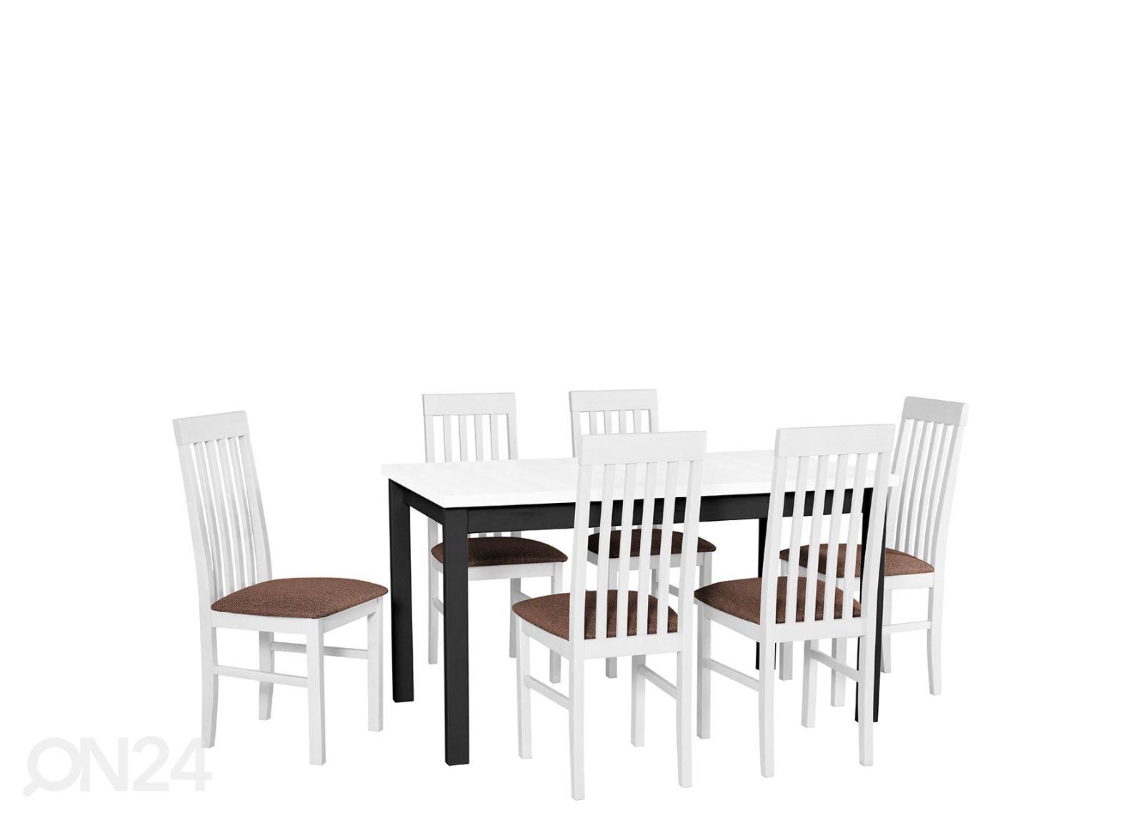 Jatkettava ruokapöytä 80x140-150 cm + 6 tuolia kuvasuurennos