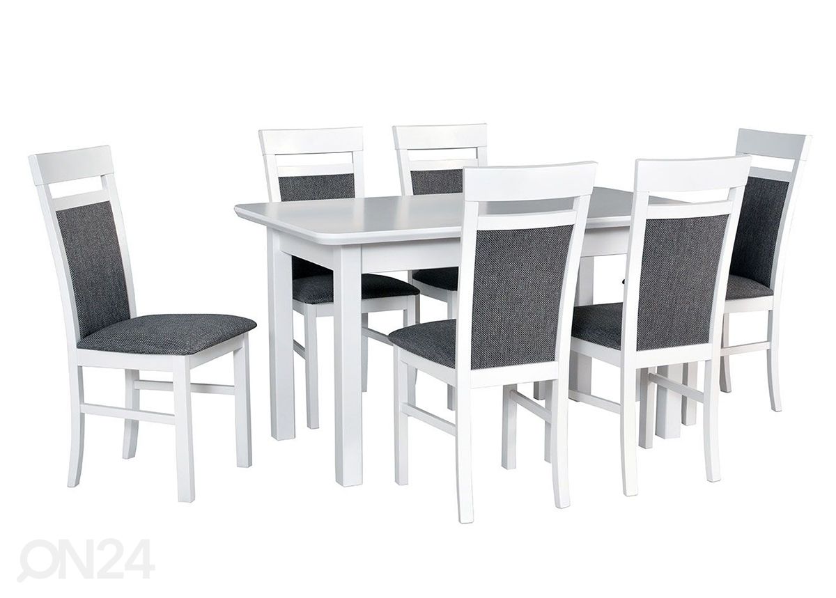 Jatkettava ruokapöytä 80x140-180 cm + 6 tuolia kuvasuurennos