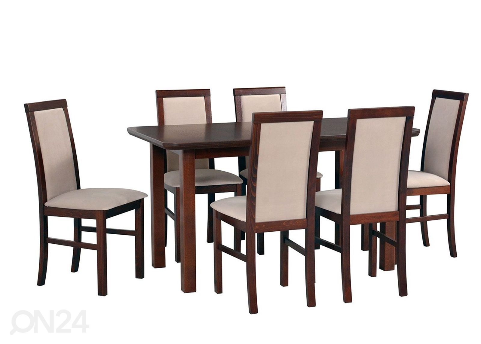 Jatkettava ruokapöytä 80x140-180 cm + 6 tuolia kuvasuurennos