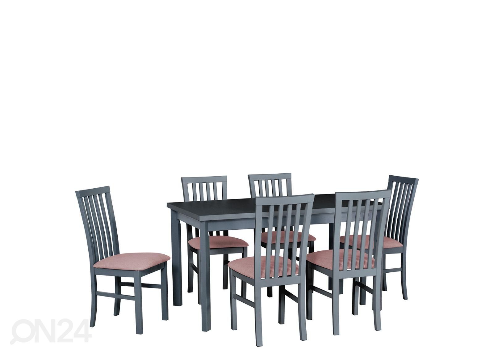 Jatkettava ruokapöytä 80x140-180 cm + 6 tuolia kuvasuurennos