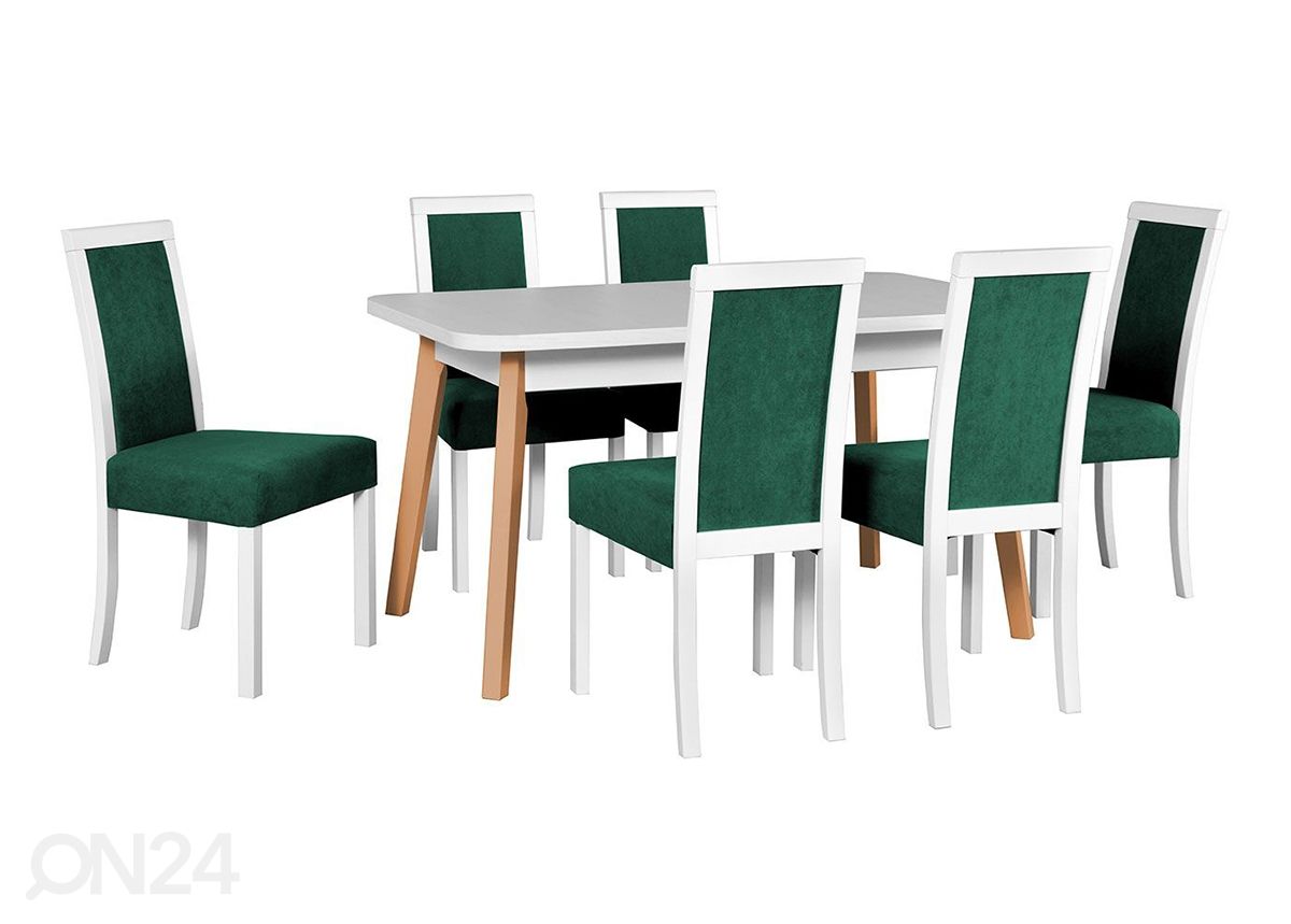 Jatkettava ruokapöytä 80x140-180 cm + 6 tuolia kuvasuurennos