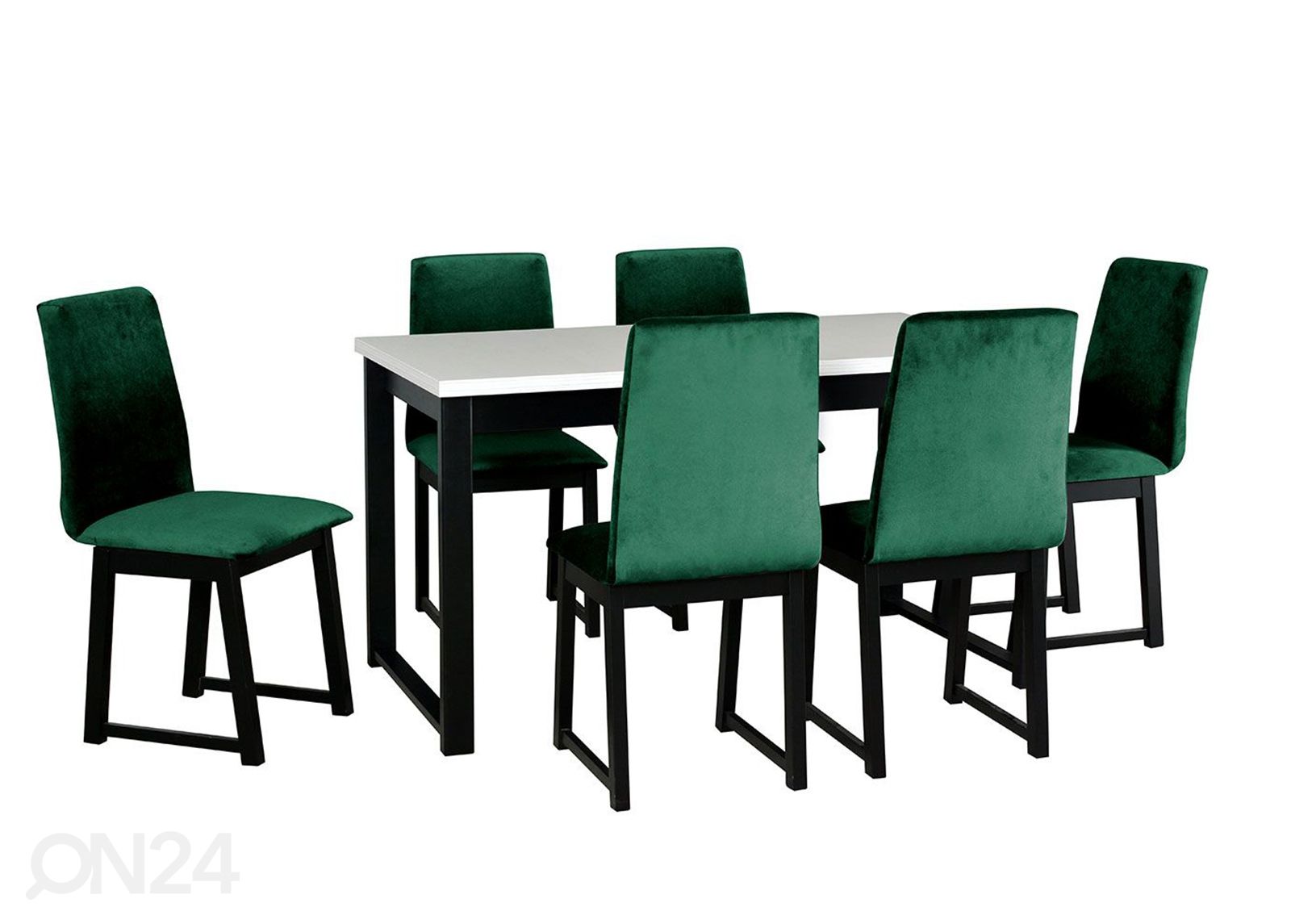 Jatkettava ruokapöytä 80x140-180 cm + 6 tuolia kuvasuurennos