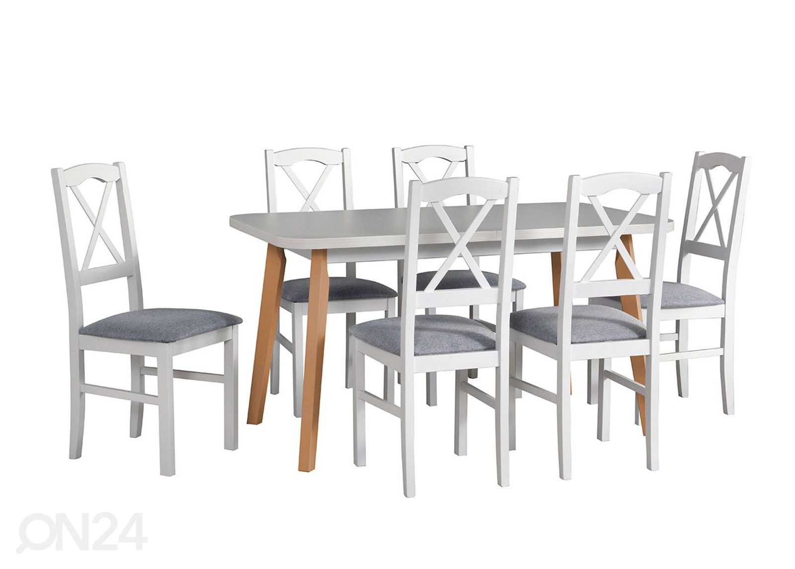 Jatkettava ruokapöytä 80x140-180 cm + 6 tuolia kuvasuurennos