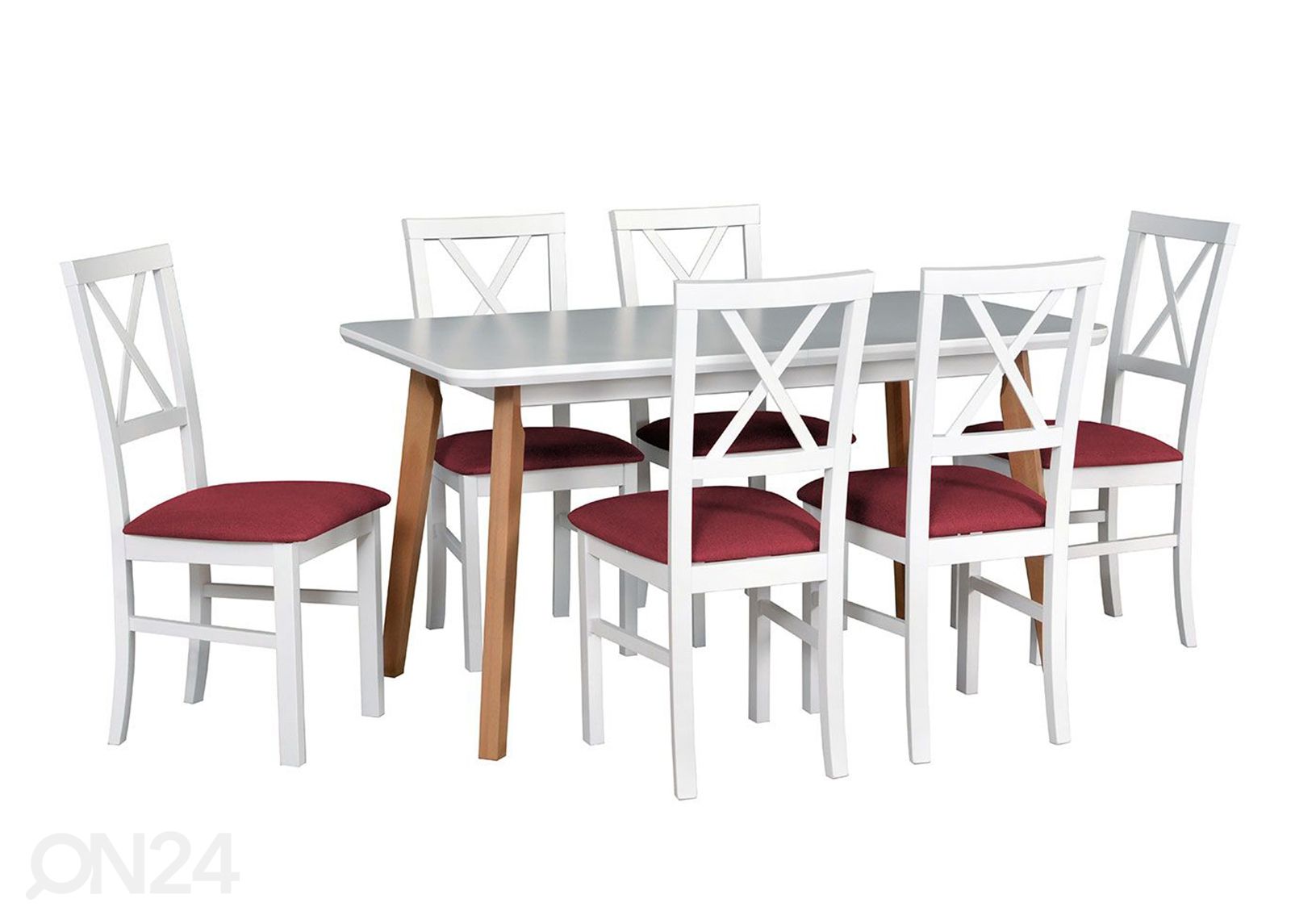 Jatkettava ruokapöytä 80x140-180 cm + 6 tuolia kuvasuurennos
