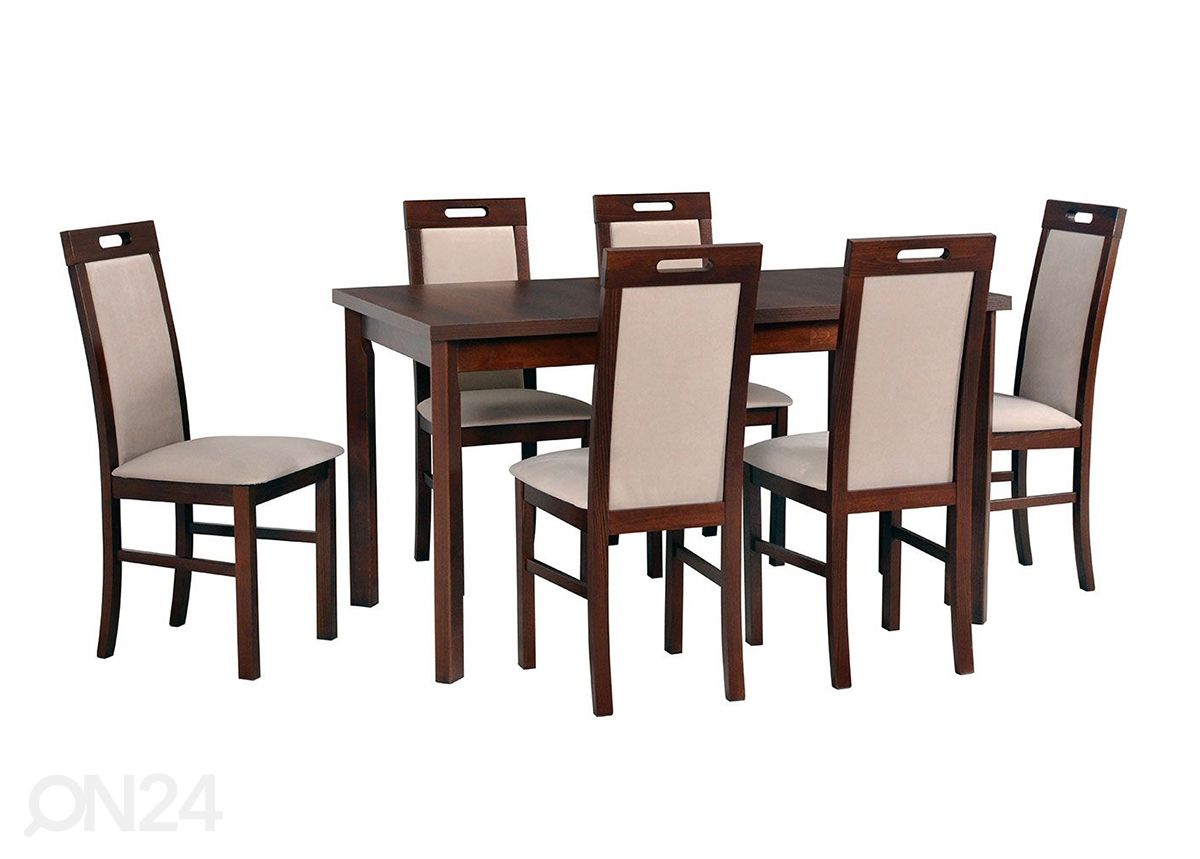 Jatkettava ruokapöytä 80x140-180 cm + 6 tuolia kuvasuurennos