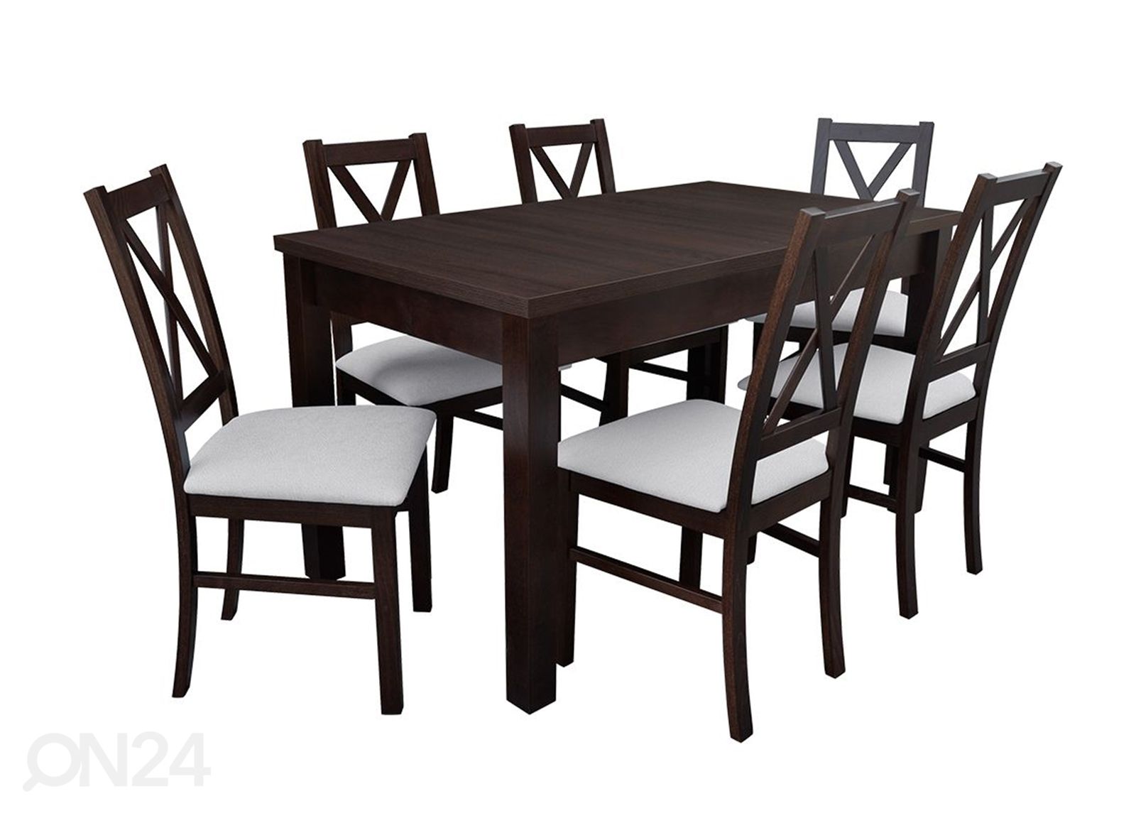 Jatkettava ruokapöytä 80x140-195 cm + 6 tuolia kuvasuurennos