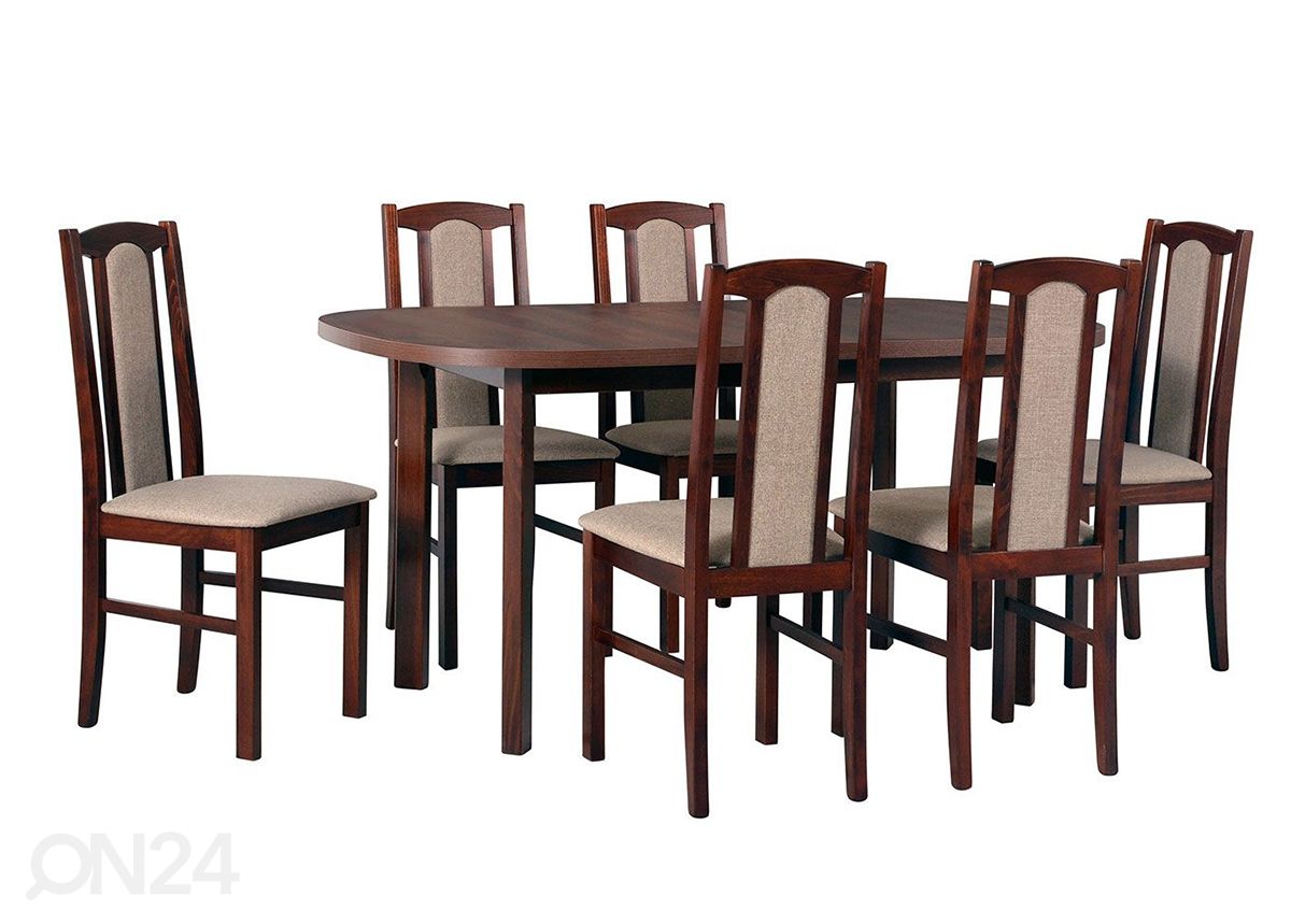 Jatkettava ruokapöytä 80x160-200 cm+ 6 tuolia kuvasuurennos