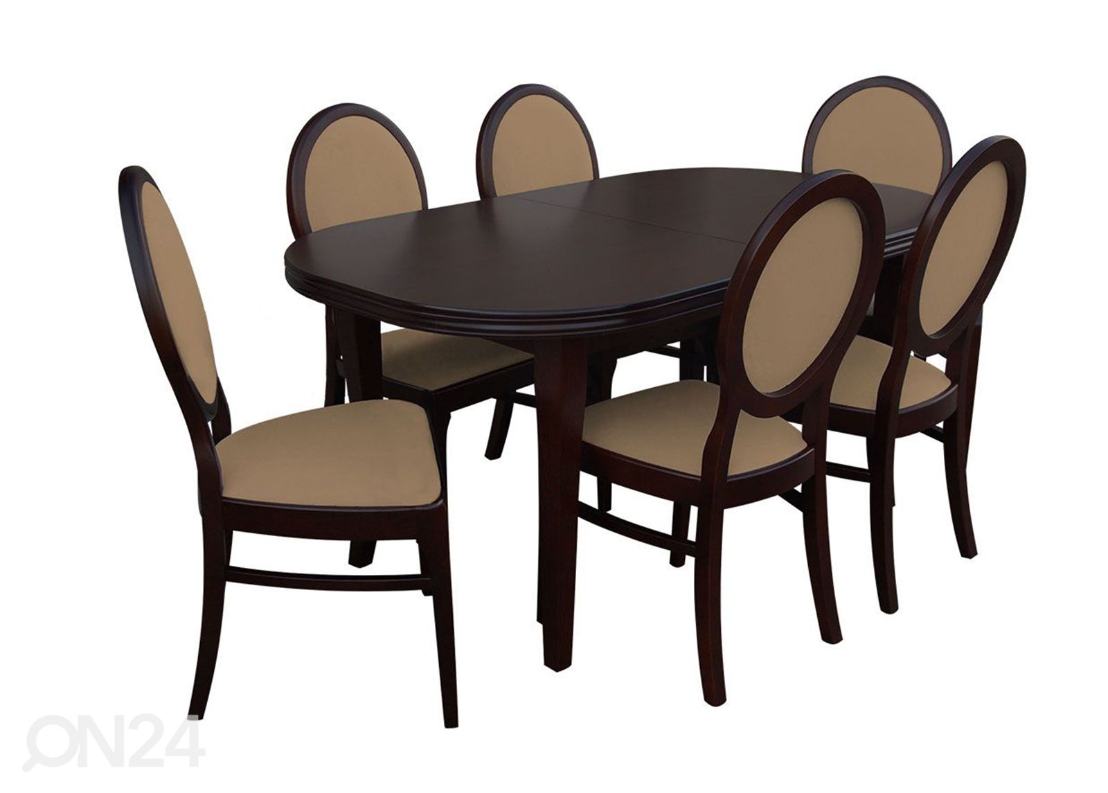 Jatkettava ruokapöytä 80x160-200 cm+ 6 tuolia kuvasuurennos