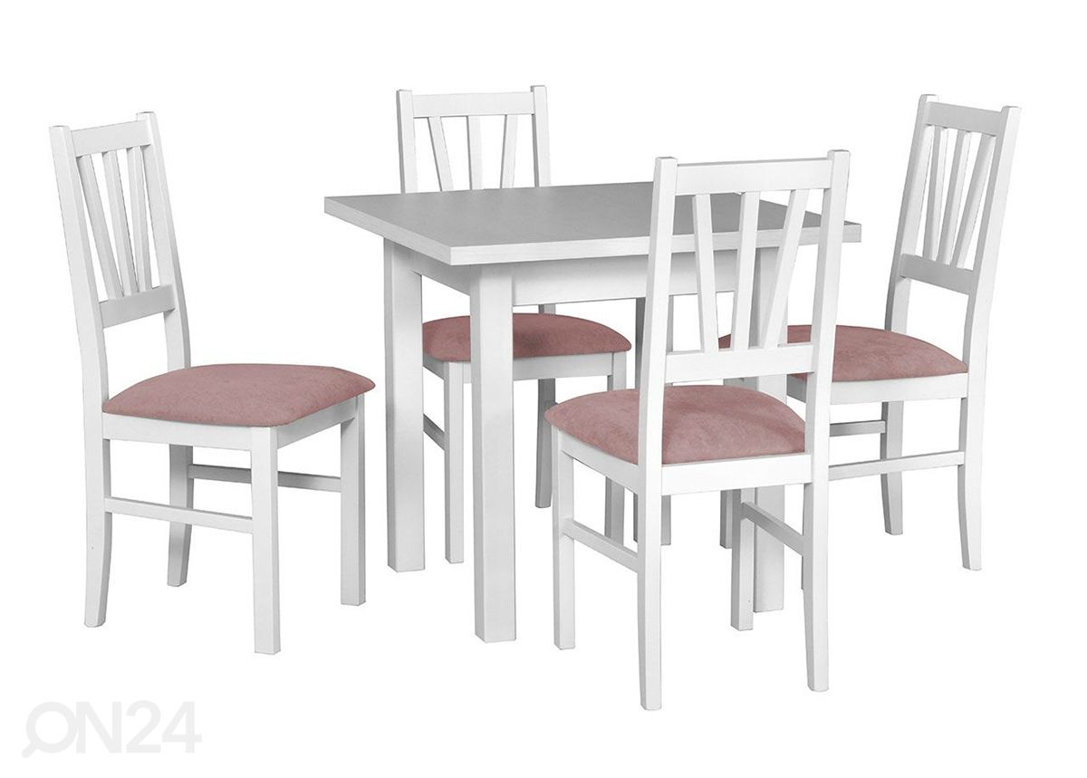 Jatkettava ruokapöytä 80x80-110 cm + 4 tuolia kuvasuurennos