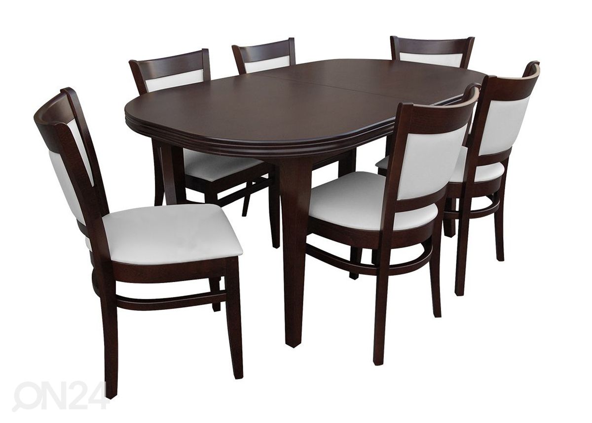 Jatkettava ruokapöytä 90x160-200 cm + 6 tuolia kuvasuurennos
