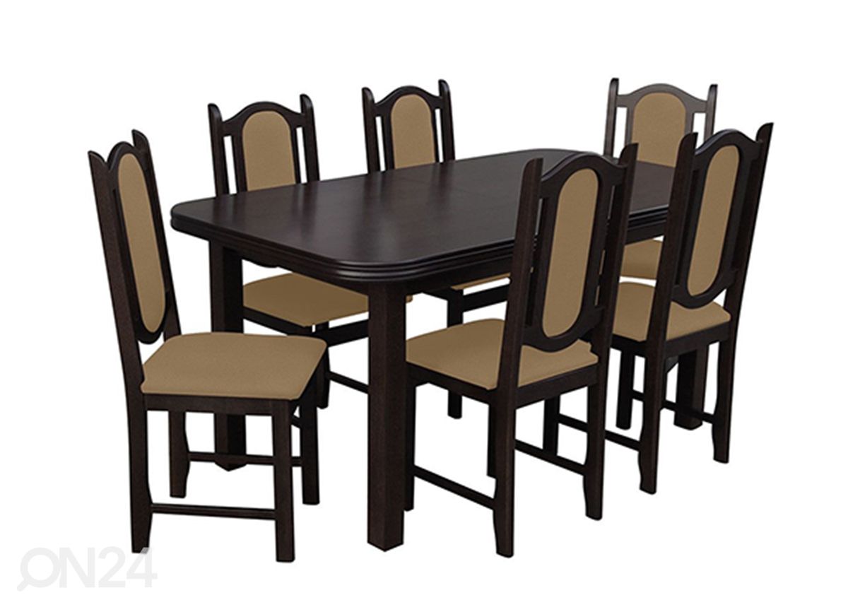 Jatkettava ruokapöytä 90x160-200 cm + 6 tuolia kuvasuurennos