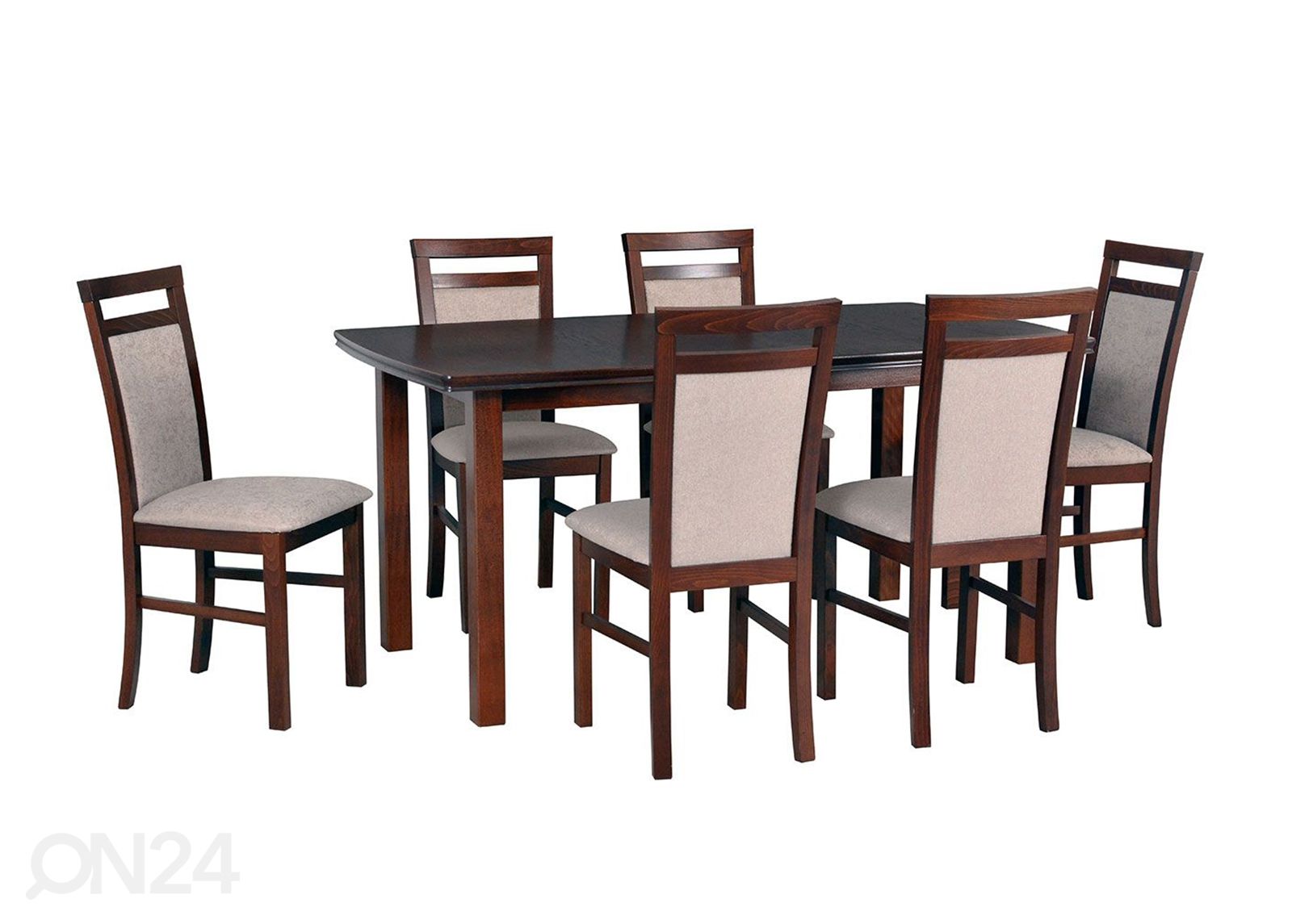 Jatkettava ruokapöytä 90x160-200 cm + 6 tuolia kuvasuurennos