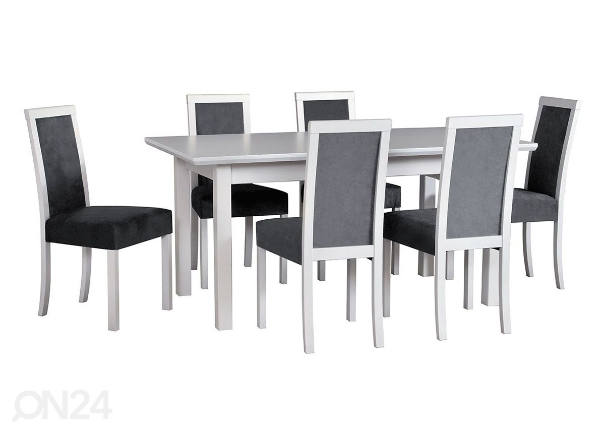 Jatkettava ruokapöytä 90x160-240 cm + 6 tuolia kuvasuurennos