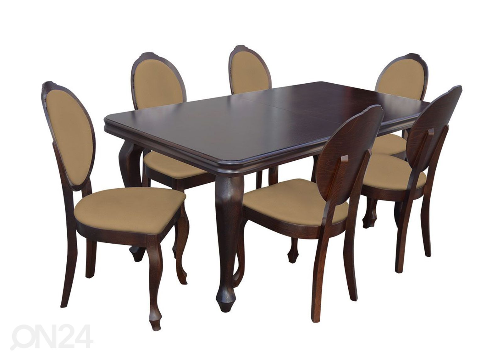Jatkettava ruokapöytä 90x170-250 cm + 6 tuolia kuvasuurennos