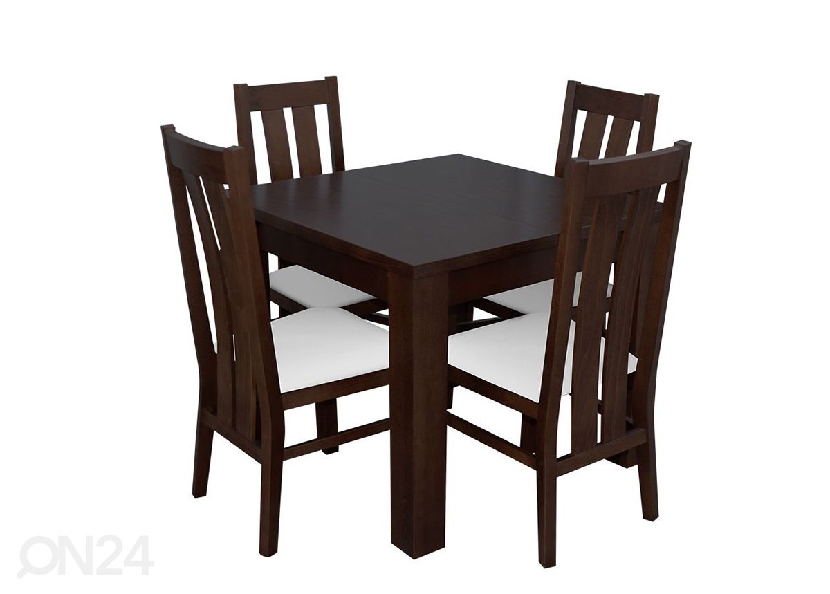 Jatkettava ruokapöytä 90x90-330 cm + 4 tuolia kuvasuurennos