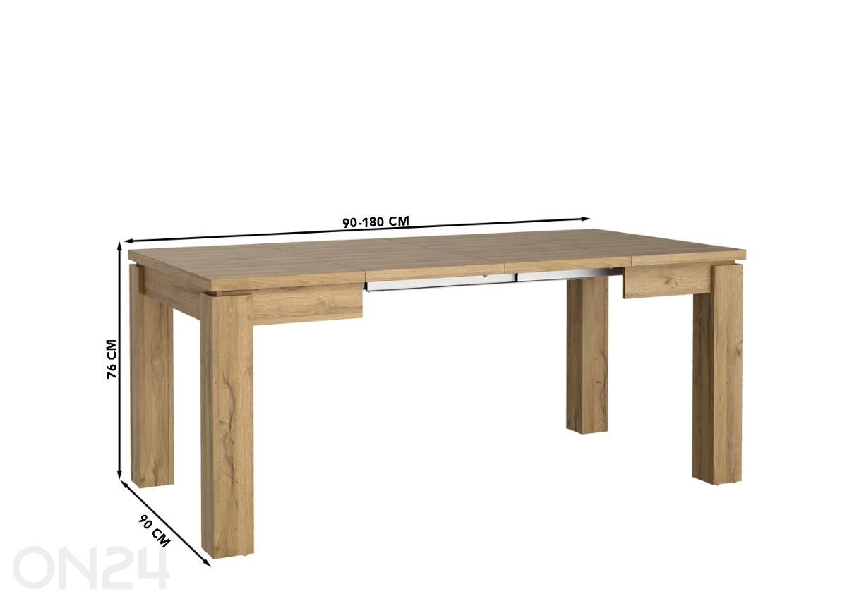 Jatkettava ruokapöytä Havanna 90x90/180 cm kuvasuurennos mitat