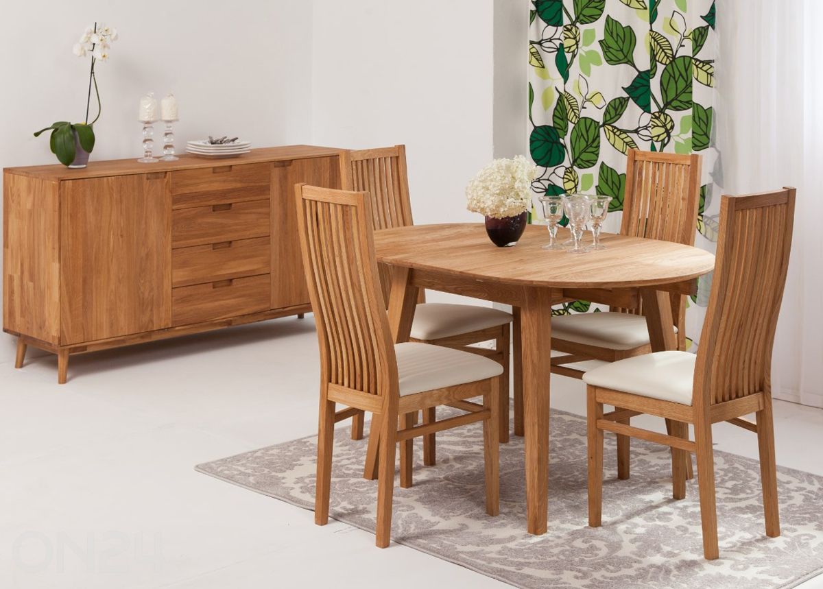 Jatkettava ruokapöytä tammi Basel 90x90-130 cm kuvasuurennos