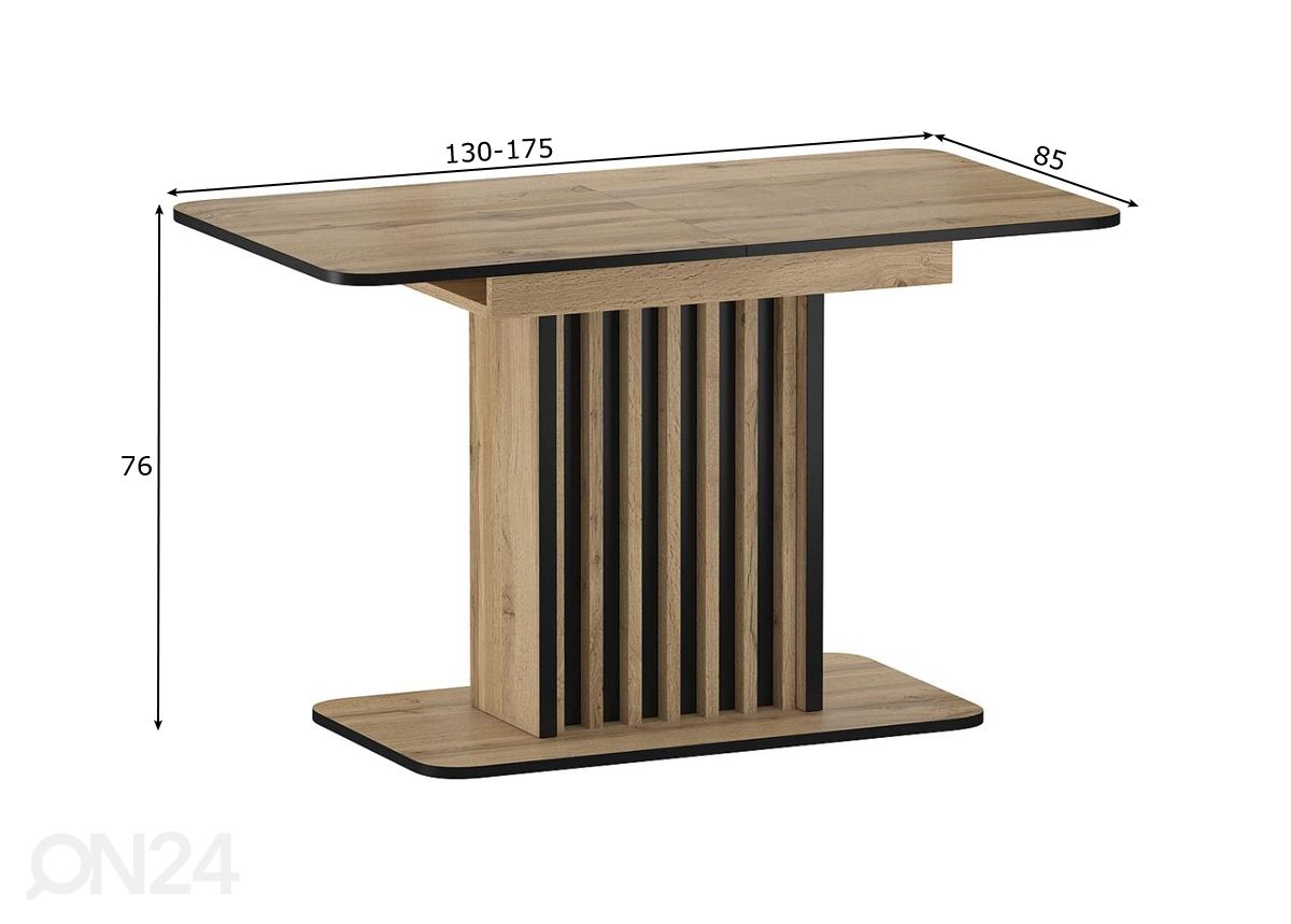 Jatkettava ruokapöytä Zenda 130-175x85 cm kuvasuurennos mitat