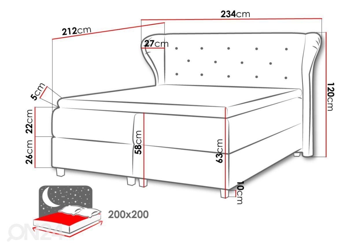 Jenkkisänky Bakarat 200x200 cm kuvasuurennos mitat