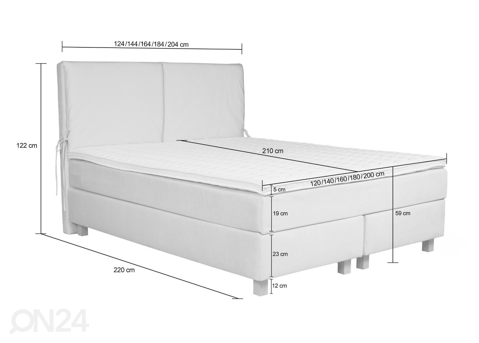 Jenkkisänky Nele 200x210 cm kuvasuurennos mitat