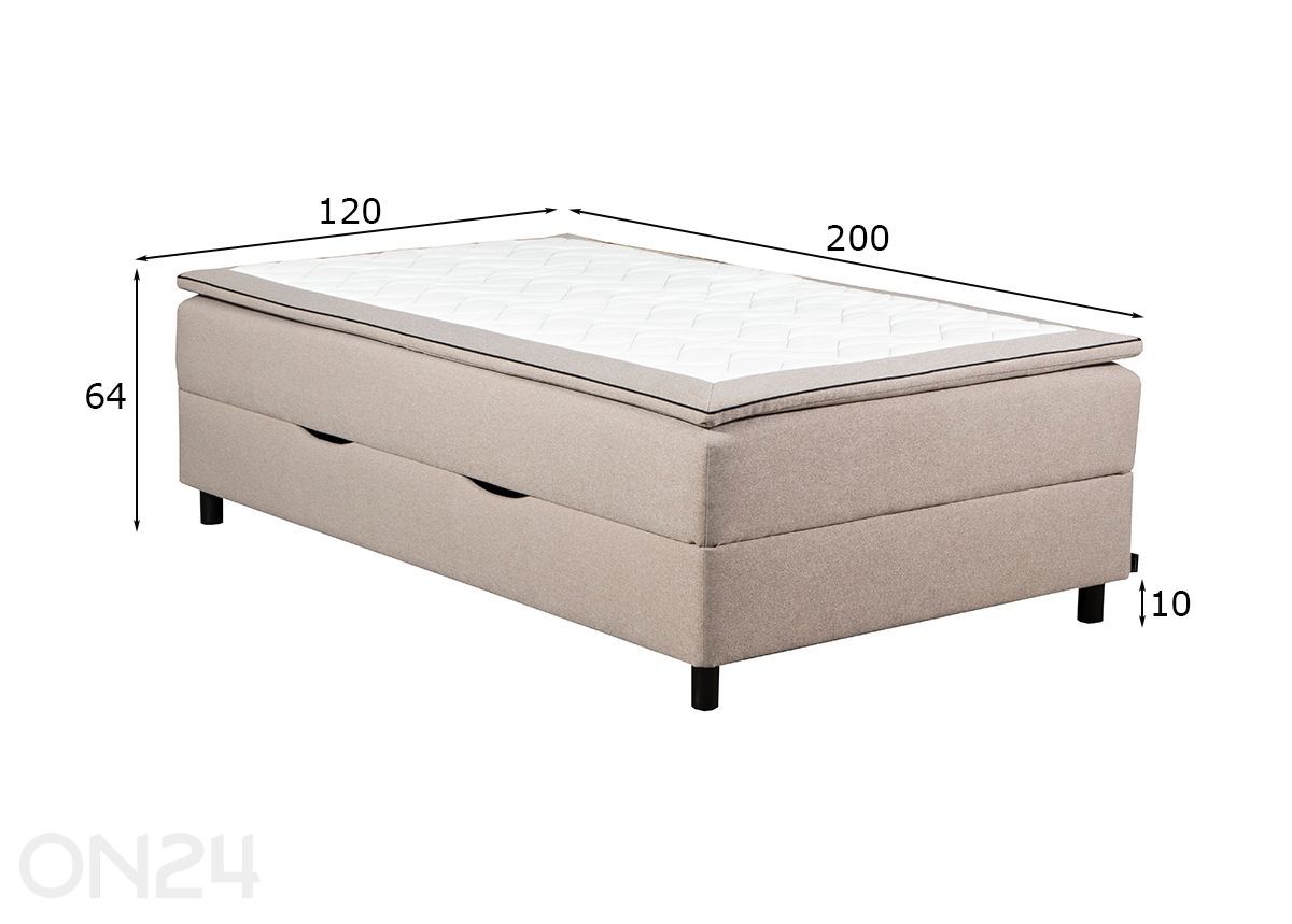 Jenkkisänky vuodevaatelaatikolla RMPLux 120x200 cm kuvasuurennos mitat