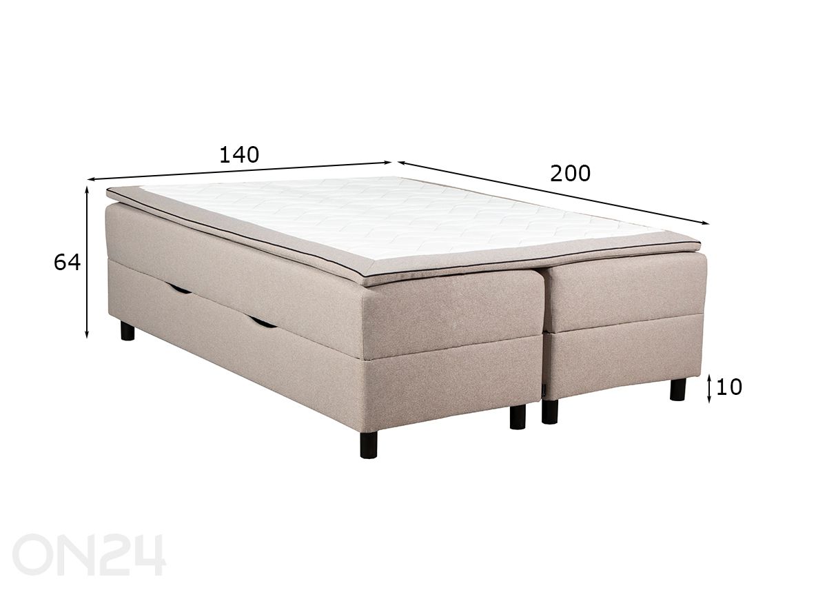 Jenkkisänky vuodevaatelaatikolla RMPLux 140x200 cm kuvasuurennos mitat