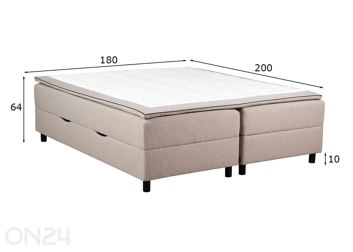 Jenkkisänky vuodevaatelaatikolla RMPLux 180x200 cm kuvasuurennos mitat