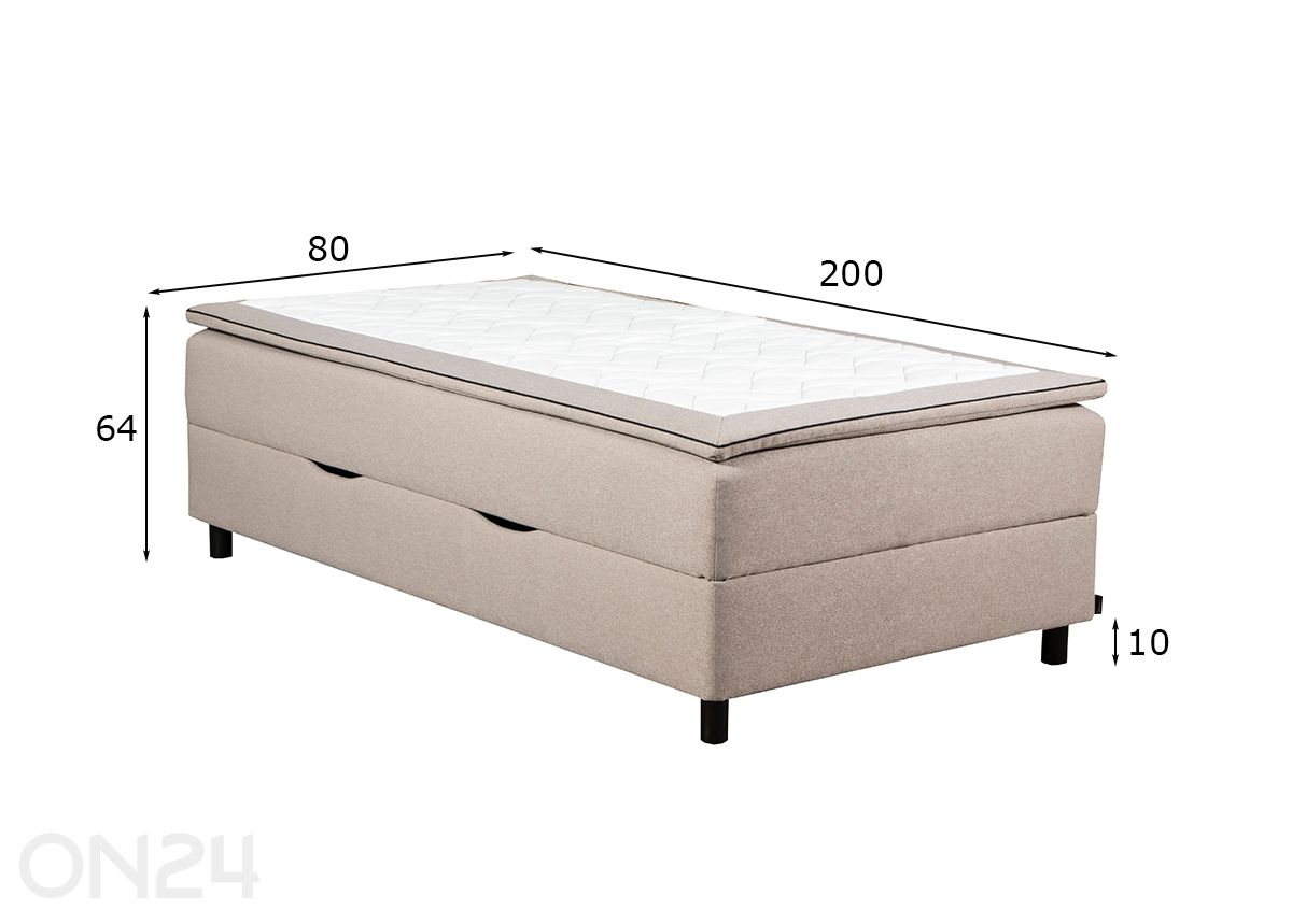 Jenkkisänky vuodevaatelaatikolla RMPLux 80x200 cm kuvasuurennos mitat