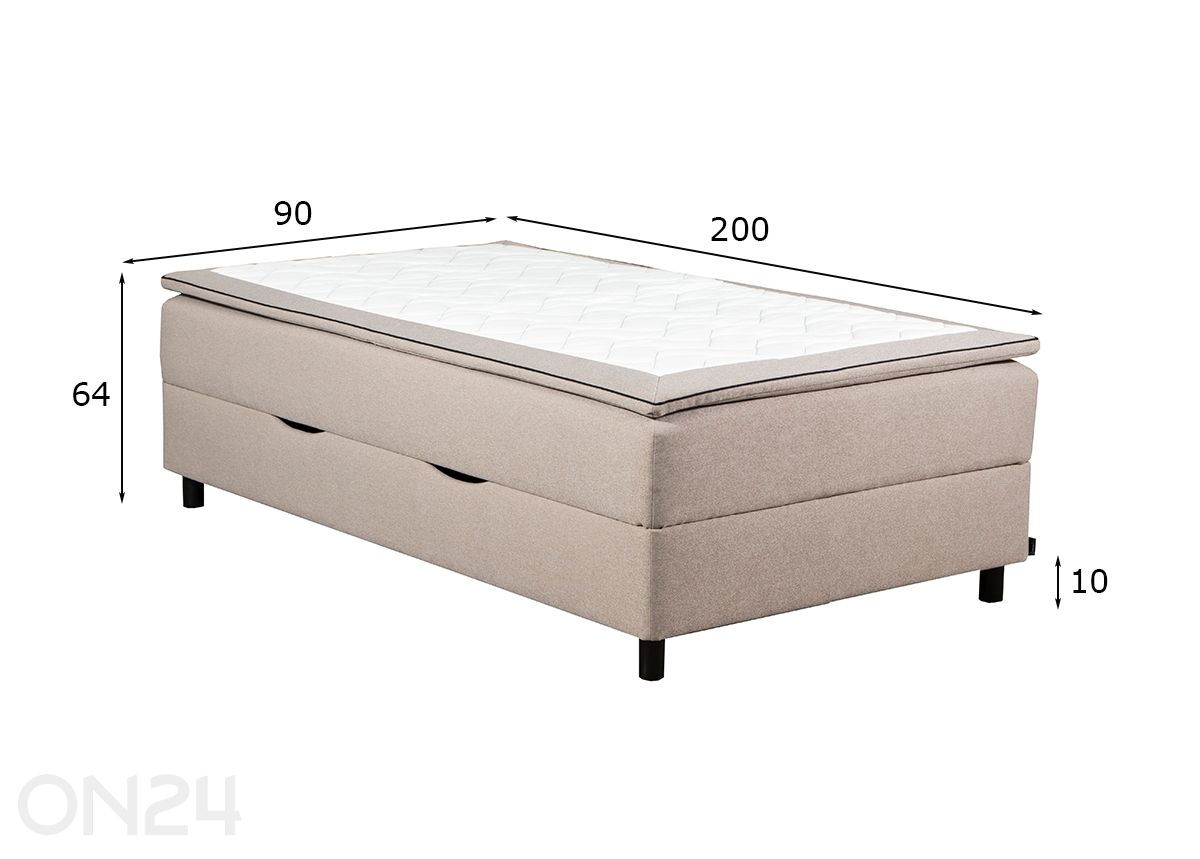 Jenkkisänky vuodevaatelaatikolla RMPLux 90x200 cm kuvasuurennos mitat
